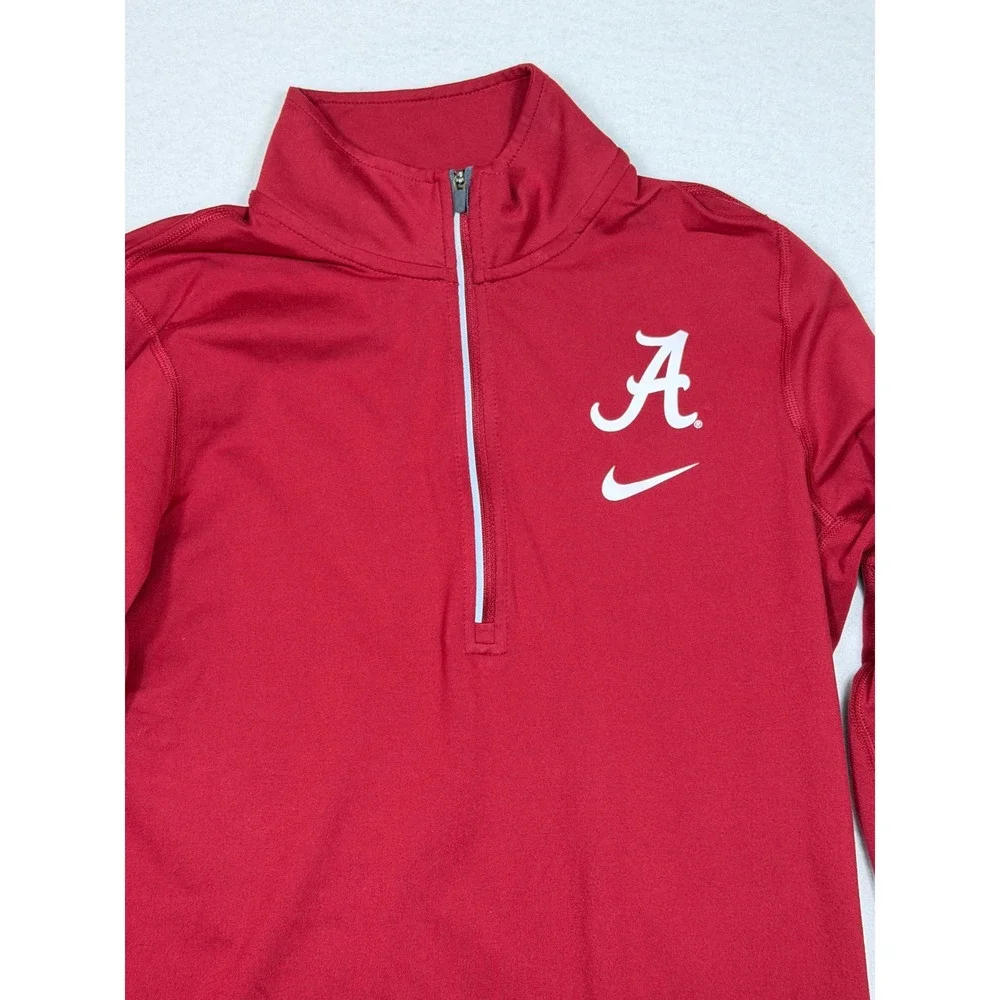 Nike Alabama Crimson Tide Pullover Women‎ Medium Red Dri-FIT 1/2 Zip Thumbholes
